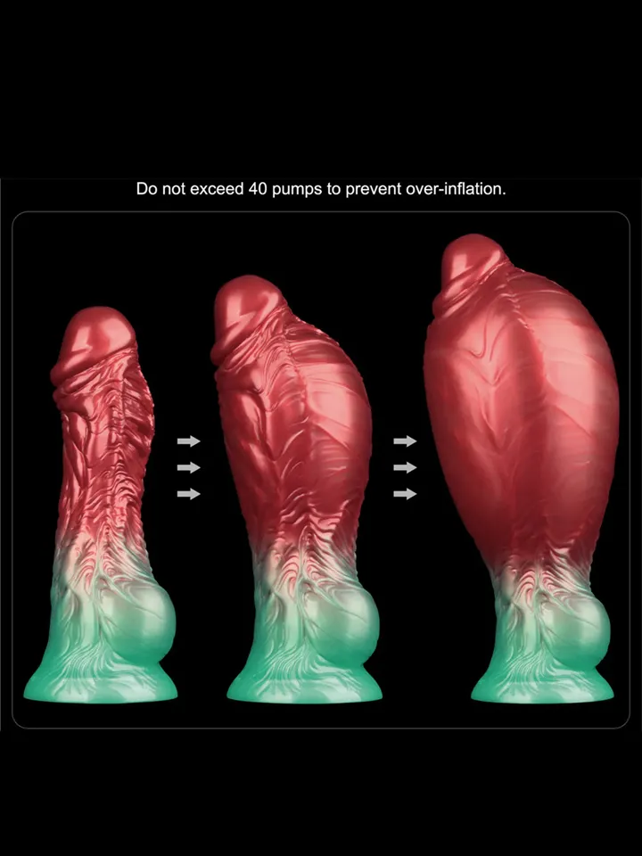 Dual Density Inflatable Dildo Red/Green 21 cm - Aufblasbarer Dildo 2 [full]