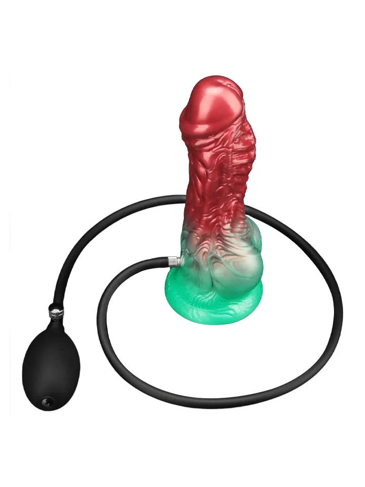 Dual Density Inflatable Dildo Red/Green 21 cm - Aufblasbarer Dildo 5 [full]