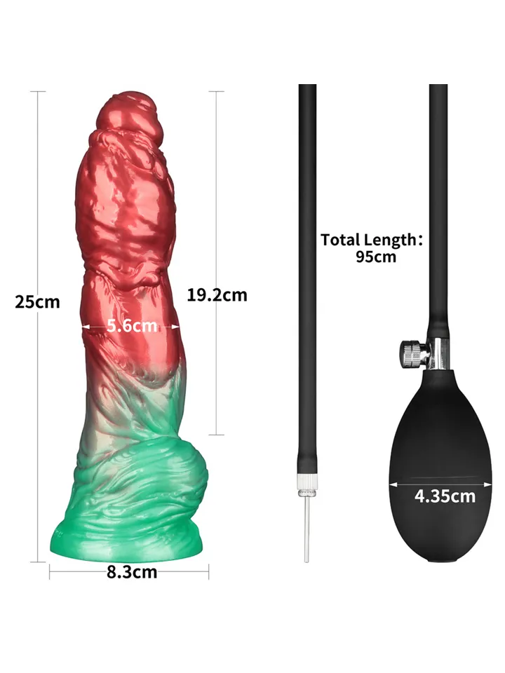 Dual Density Inflatable Dildo Red/Green 25 cm - Aufblasbarer Dildo 4 [full]