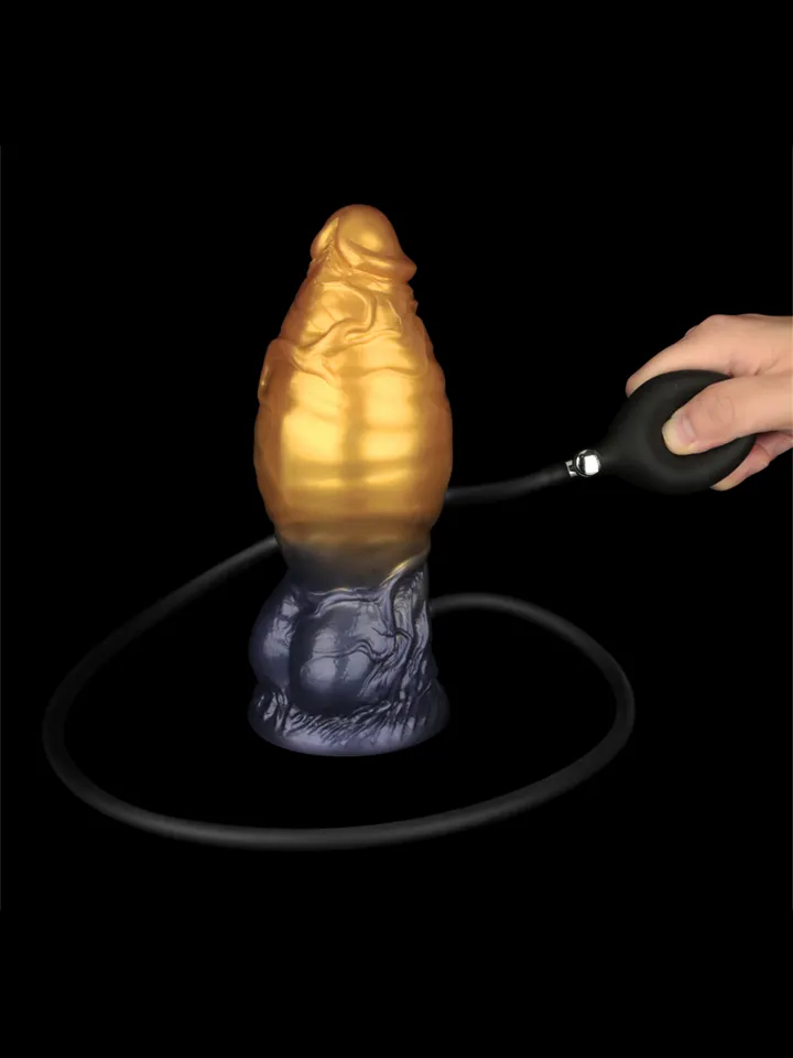 Dual Density Inflatable Dildo Yellow/Blue 19 cm - Aufblasbarer Dildo 4 [full]