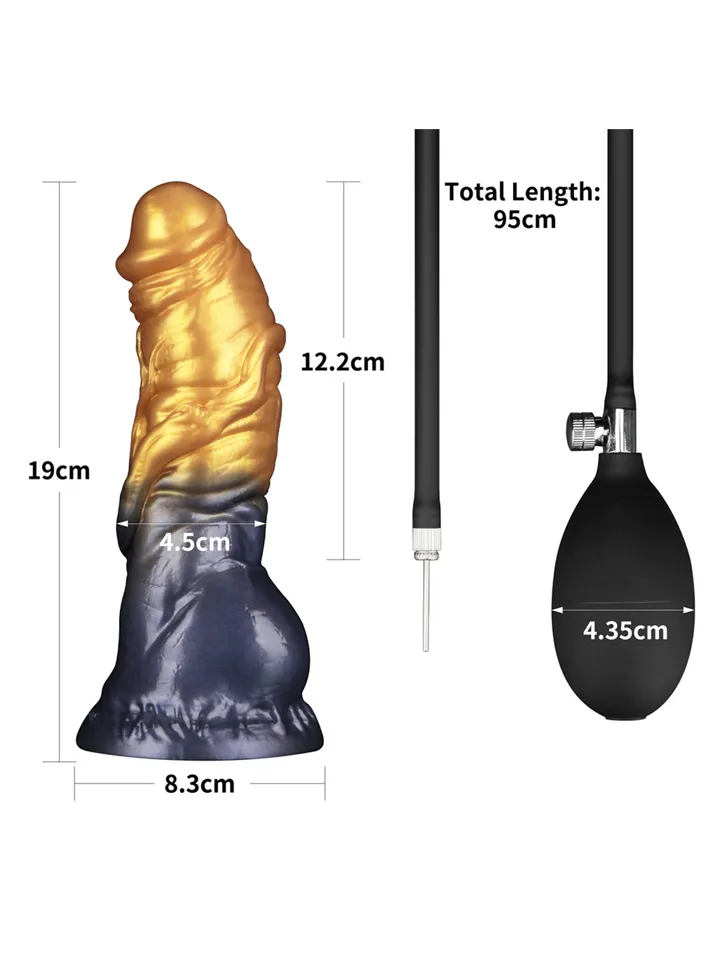Dual Density Inflatable Dildo Yellow/Blue 19 cm - Aufblasbarer Dildo 5 [full]