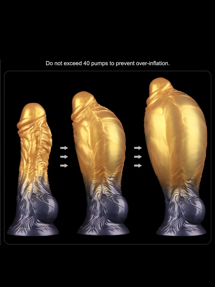 Dual Density Inflatable Dildo Yellow/Blue 21 cm - Aufblasbarer Dildo 2 [full]