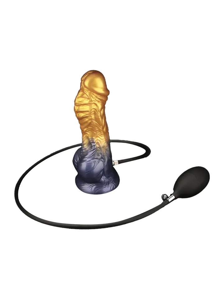 Dual Density Inflatable Dildo Yellow/Blue 21 cm - Aufblasbarer Dildo 5 [full]