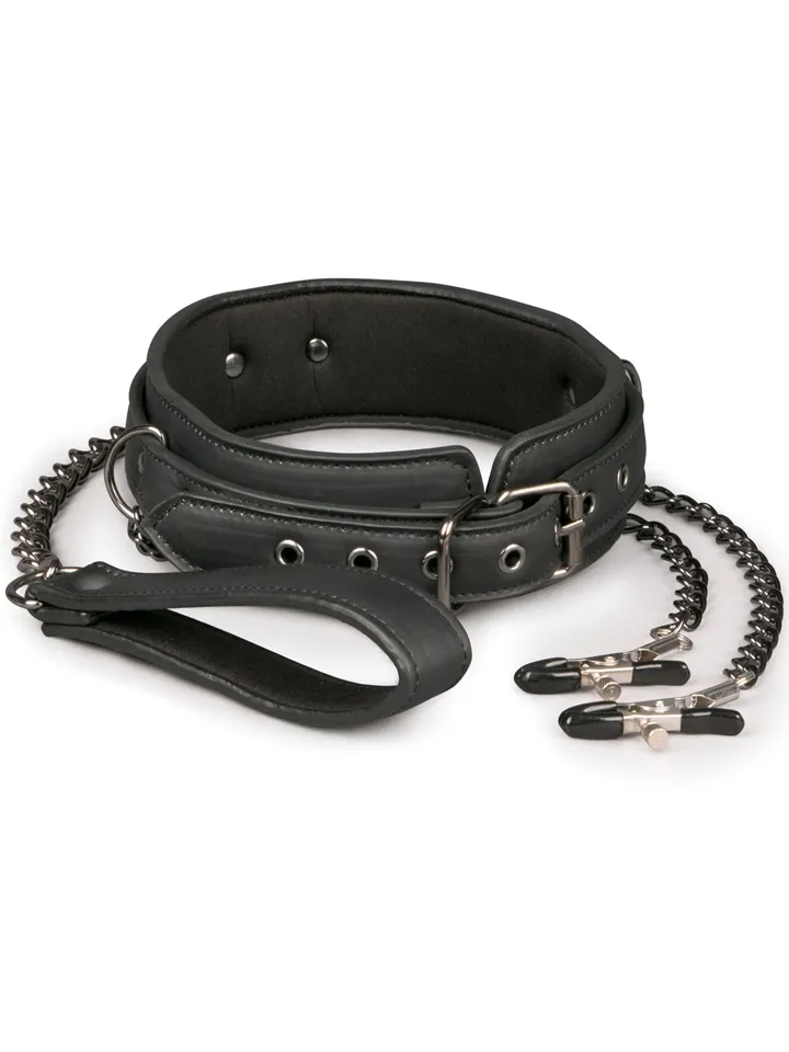 Easytoys Lederhalsband mit Nippelketten - Halsbänder mit Brustklammern 1