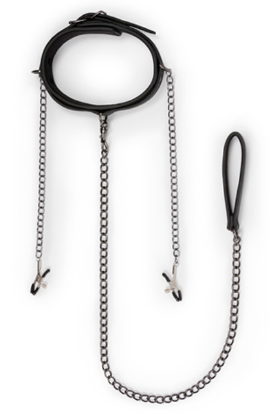 Easytoys Lederhalsband mit Nippelketten - Halsbänder mit Brustklammern 3