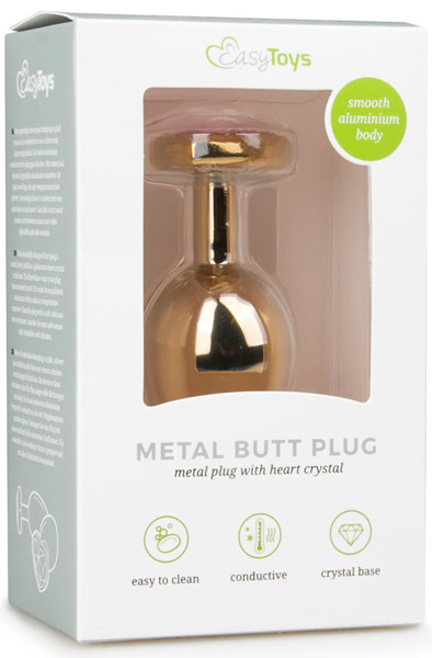 Easytoys Metal Butt Plug Gold/Pink 8,3 cm - Analplug aus Metall 3