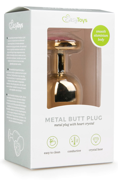 Easytoys Metal Butt Plug Gold/Pink 9,6cm Ø3,8cm - Analplug aus Metall 2