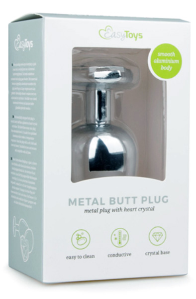 Easytoys Metal Butt Plug With Heart Crystal - Analplug 2