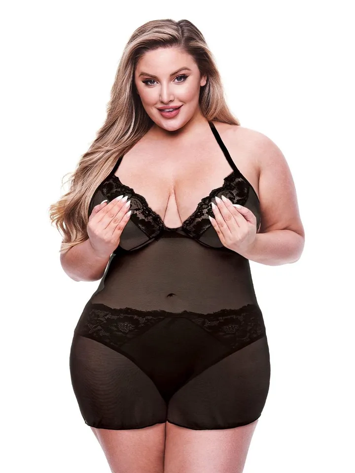 Eco Chemise & Panty Queen Set Black - Unterwäschen Set 1 [full]