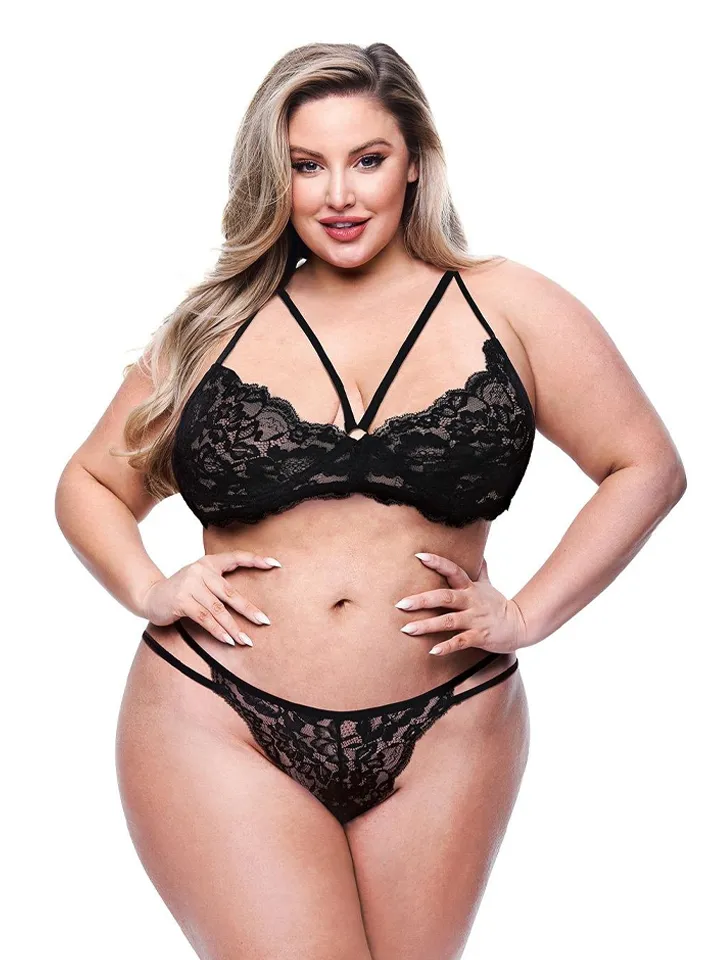 Eco Strappy Bra & Panty Queen Set Black - Unterwäschen Set 1 [full]