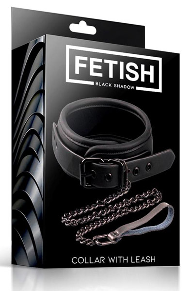 Fetish Black Shadow Collar With Leash - Bondage Halsband & Paar 2