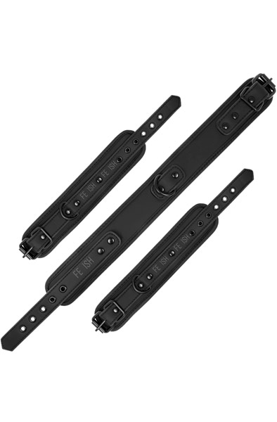 Fetish Submissive Collar & Wrist Cuffs Vegan Leather - Handschellen & Halsketten 3