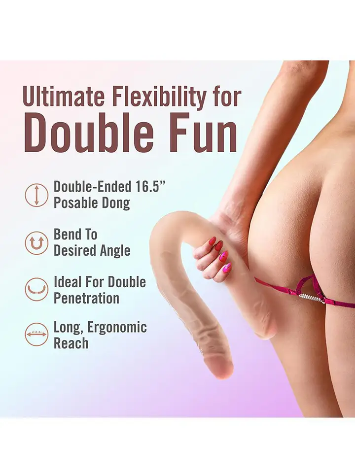 Formbarer Double Dong Beige 42 cm - Doppel-Dildo 4