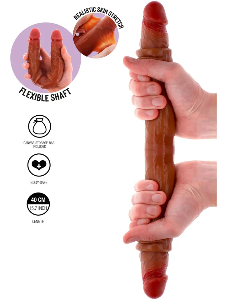 Get Real Silikon-Doppeldildo mit Vorhaut 40 cm - Doppel-Dildo 2