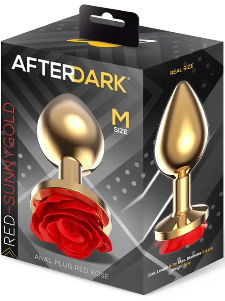 Goldener Metall-Analplug mit roter Rose – Medium - Analplug aus Metall 3