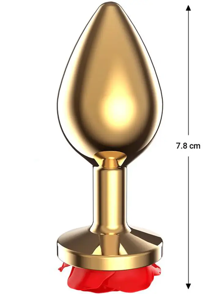 Goldener Metall-Analplug mit roter Rose (S) - Analplug aus Metall 2