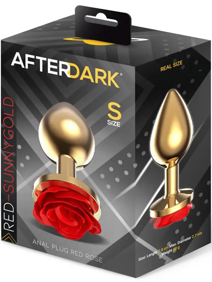 Goldener Metall-Analplug mit roter Rose (S) - Analplug aus Metall 3