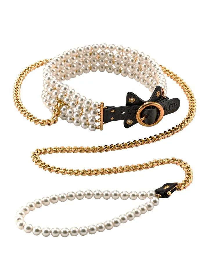 Guilty Pleasure Luminious Pearl Leash & Collar - Halsband & Leine 1 [full]