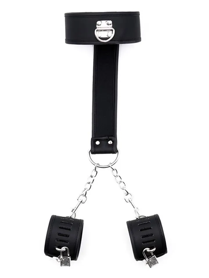 Halsband- und Handfesseln-Set aus veganem Leder - Handschellen 2 [full]