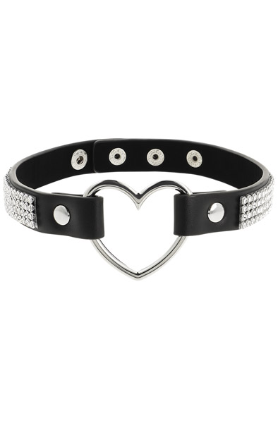 Hand Crafted Halsband aus veganem Leder mit Herz - BDSM Halsband 2