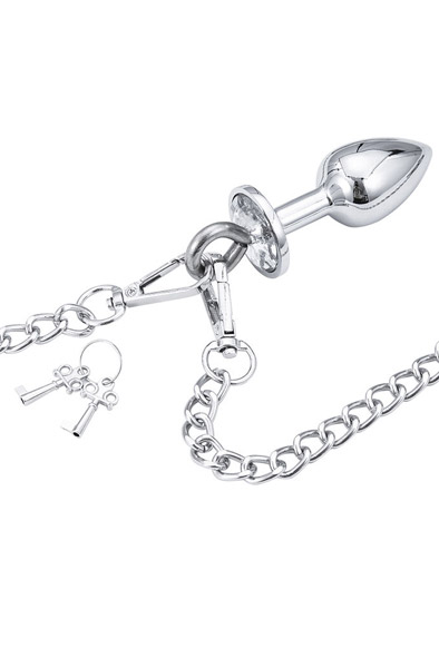 Hand Cuffs With Chain & Anal Plug - Handschellen aus Metall 2