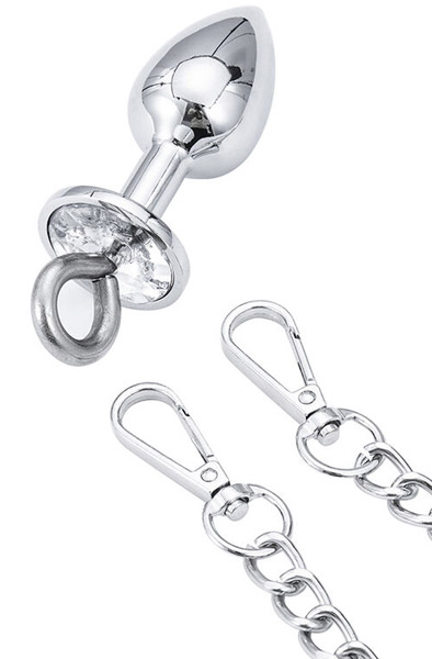 Hand Cuffs With Chain & Anal Plug - Handschellen aus Metall 3