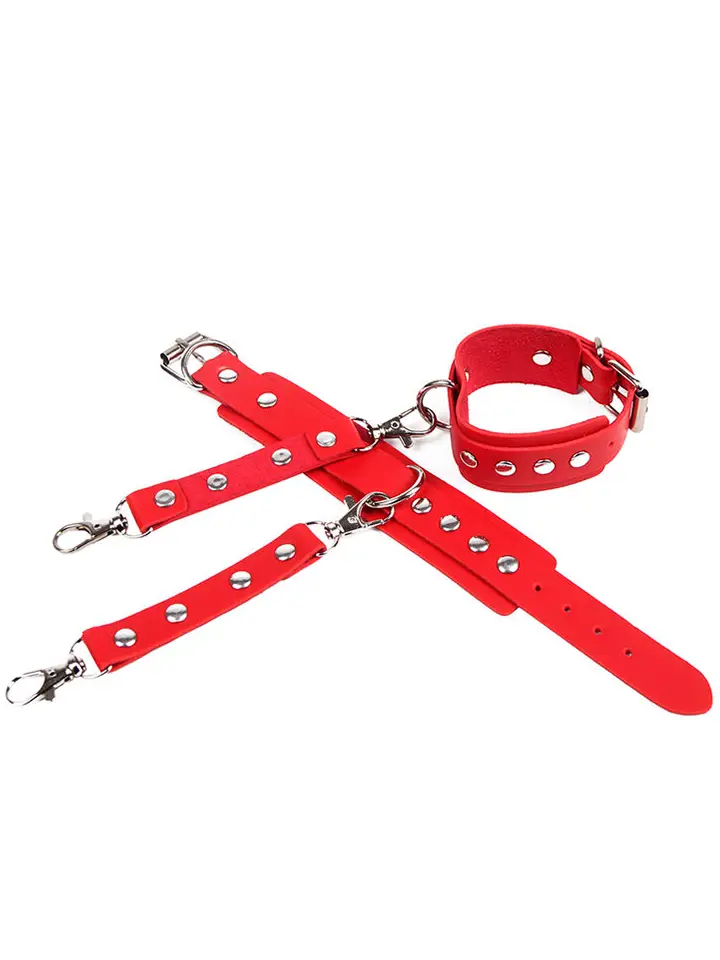 Handschellen mit Bondage-Gürtel Rot One Size - Hand- und Fußfesseln 5