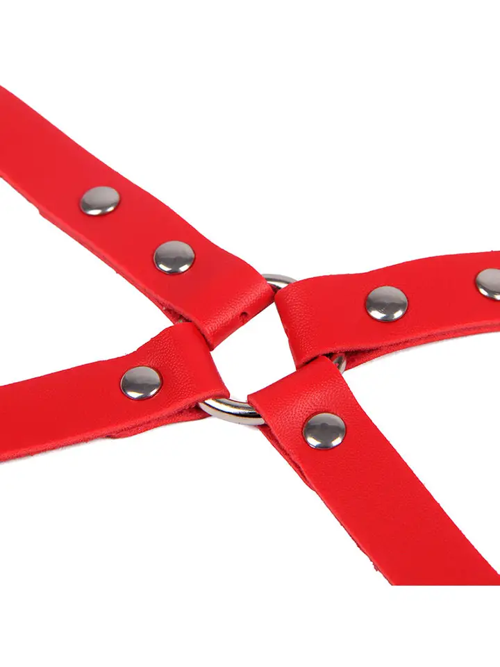 Handschellen mit Bondage-Gürtel Rot One Size - Hand- und Fußfesseln 6