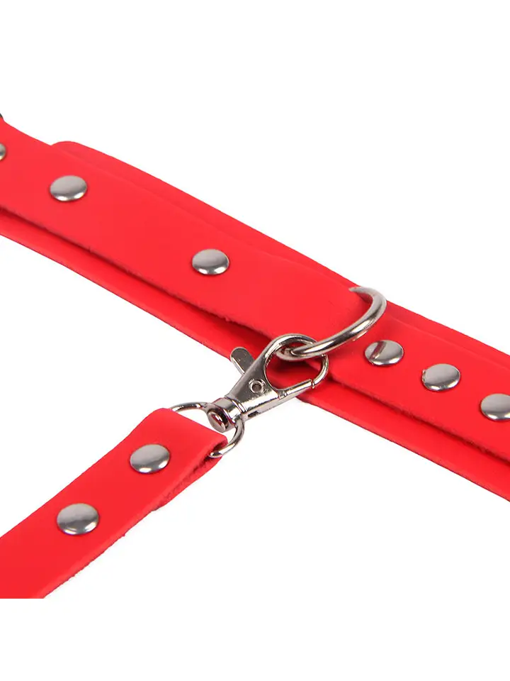 Handschellen mit Bondage-Gürtel Rot One Size - Hand- und Fußfesseln 7