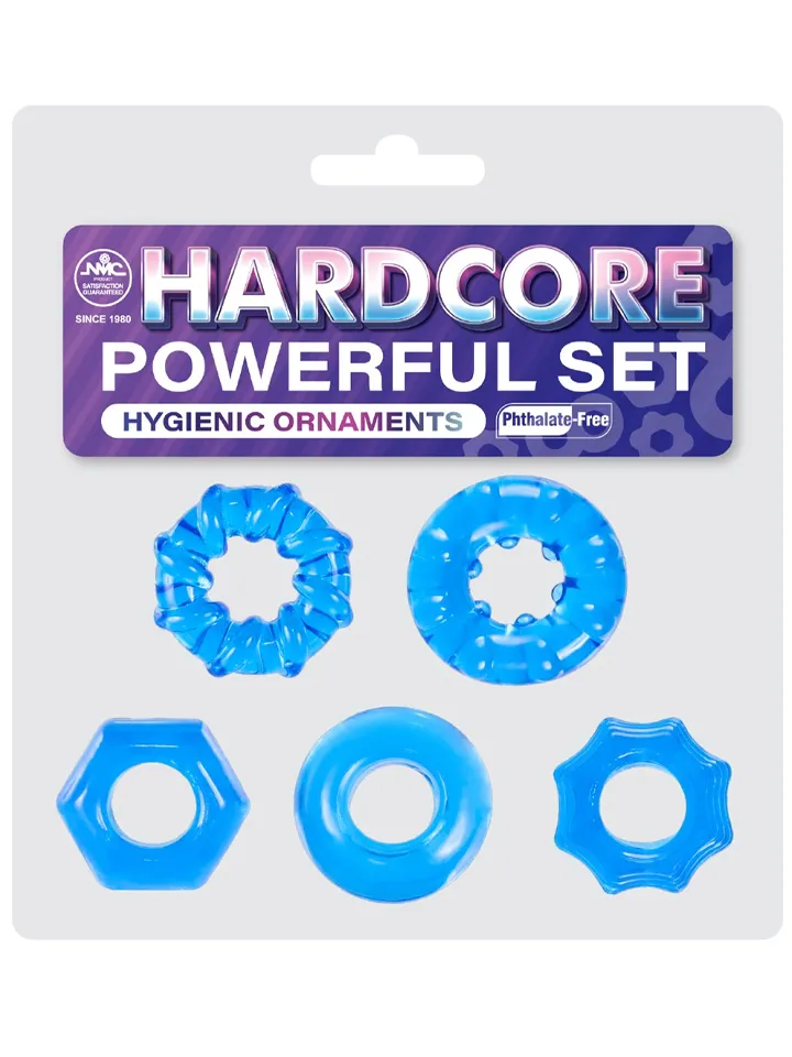 Hardcore Powerful Coch Ring Set Blue - Cockring-Set 2