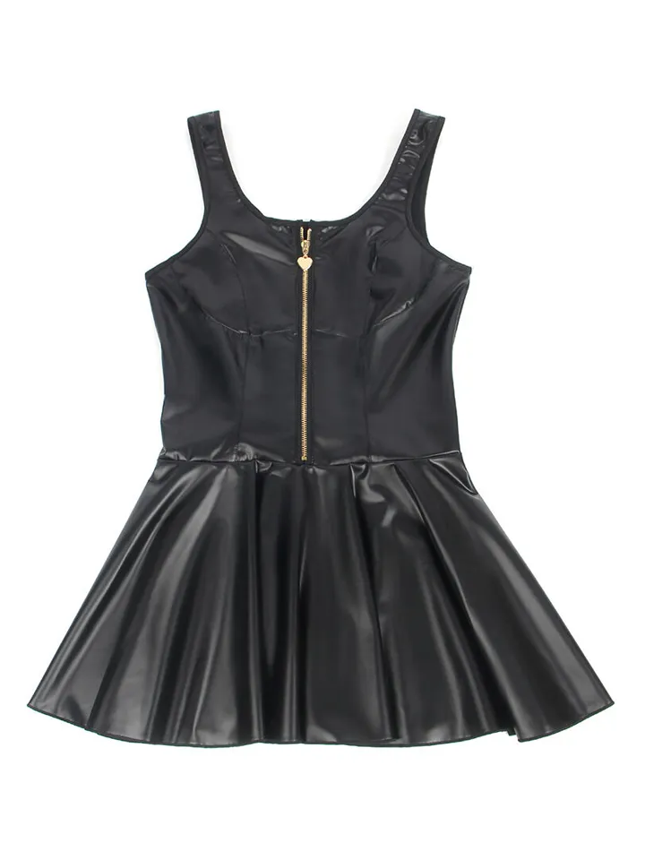 Heart Zipper Leather Dress Black - Sexy Kleider & Clubwear 3 [full]