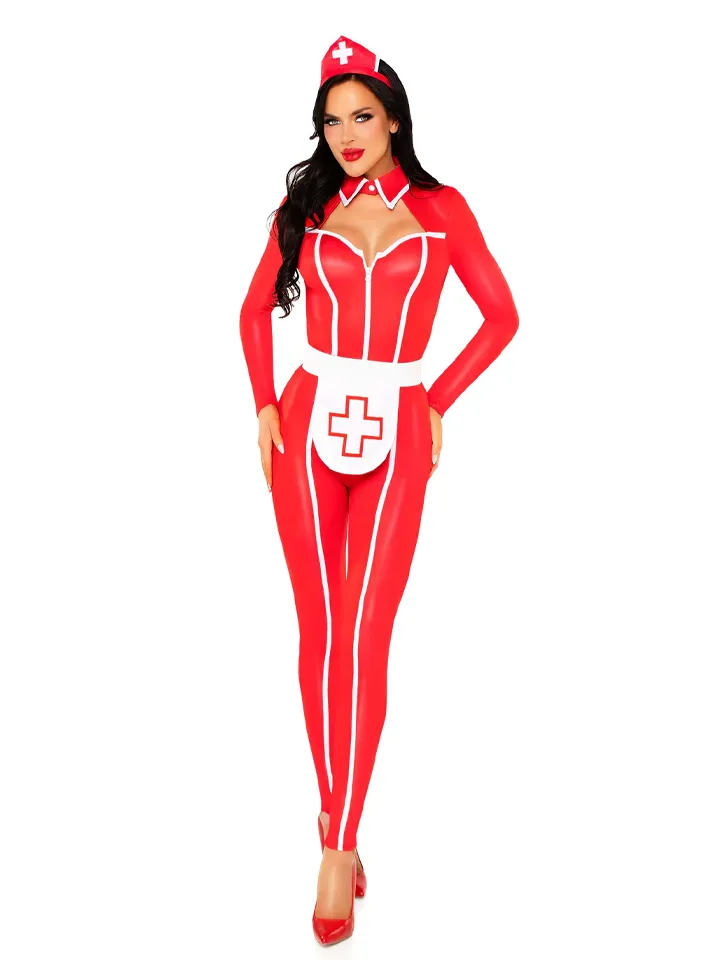 Hospital Heartbreaker Catsuit Red - Krankenschwester Kostüm 2 [full]
