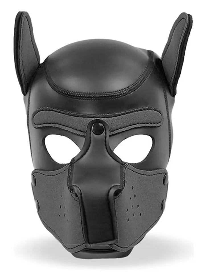 Hunde Maske mit abnehmbarem Maulkorb Schwarz M - BDSM Maske 1 [full]