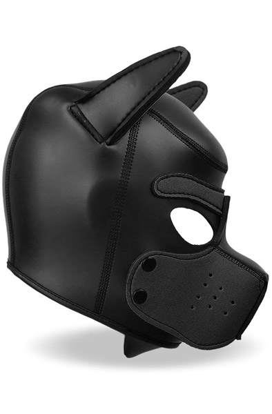 Hunde Maske mit abnehmbarem Maulkorb Schwarz M - BDSM Maske 2