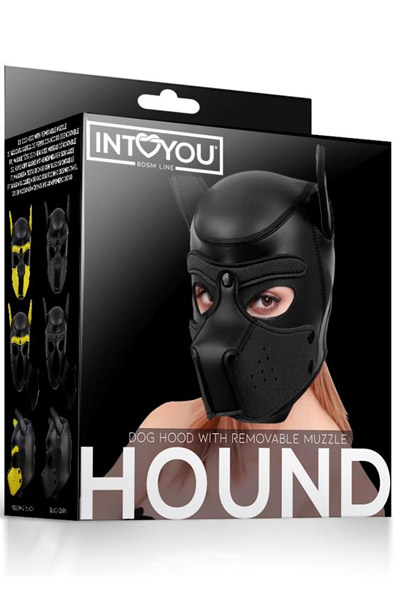 Hunde Maske mit abnehmbarem Maulkorb Schwarz M - BDSM Maske 4