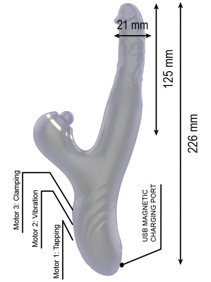 Ibiza Two Dragons Doppelvibrator Schwarz - Rabbit-Vibrator 2