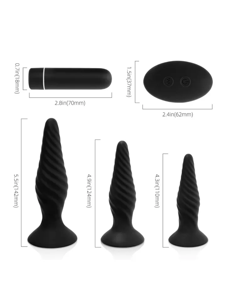 Idris Vibrating Anal Plug Set - Analspielzeug im Set 3 [full]
