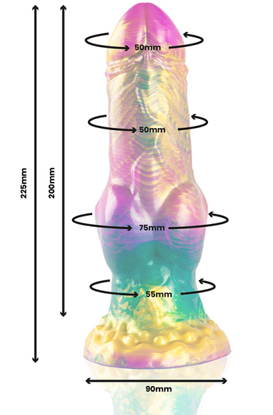Iris Dildo With Rainbow Testicles Of Pleasure 22,5 cm - Monster-Dildo 3
