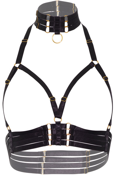 Kinky Diva BH mit offenen Cups + O-Ring Halsband XS-L - Bondage-Set 3