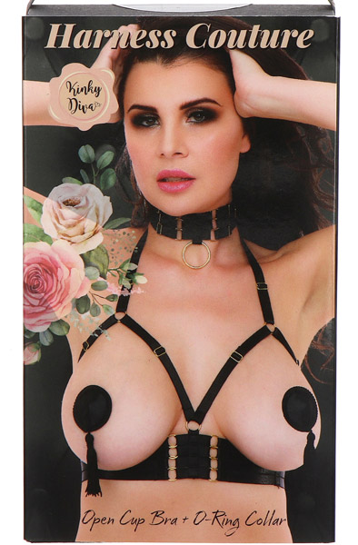 Kinky Diva BH mit offenen Cups + O-Ring Halsband XS-L - Bondage-Set 4