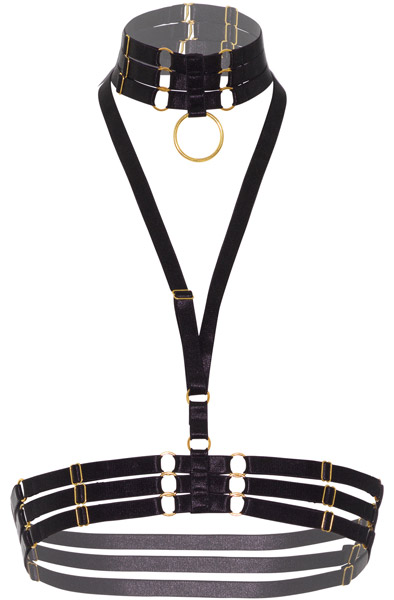 Kinky Diva Haltergeschirr + O-Ring Halsband XS-L - Bondage-Set 2