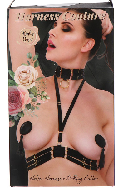 Kinky Diva Haltergeschirr + O-Ring Halsband XS-L - Bondage-Set 3