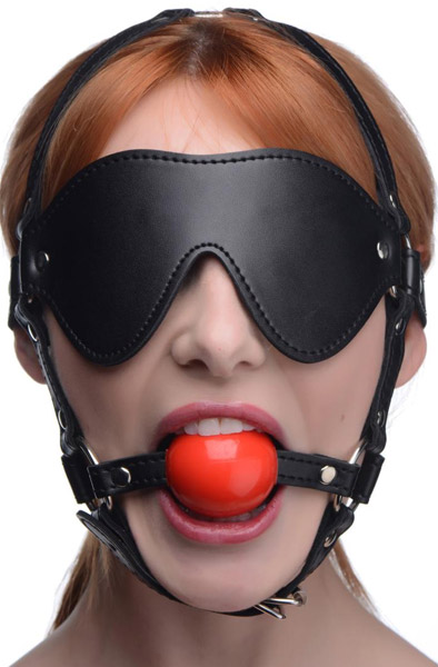 Kinky Verstellbares Harness mit Augenbinde & Ballknebel - Knebel mit Geschirr 2