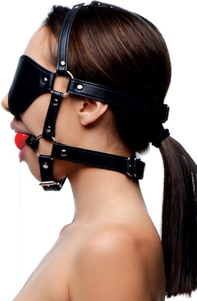 Kinky Verstellbares Harness mit Augenbinde & Ballknebel - Knebel mit Geschirr 3