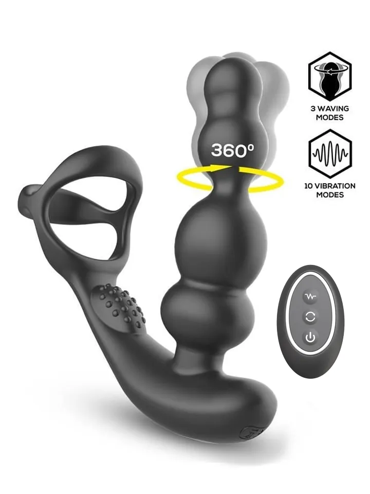 Klark Waving & Vibrating Plug mit Fernbedienung - Prostatavibrator mit Penisring 1 [full]
