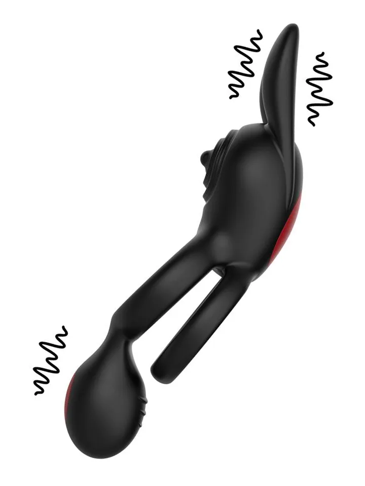 Konny Vibrating Rabbit Double Cockring - Penisring für den Mann 2 [full]