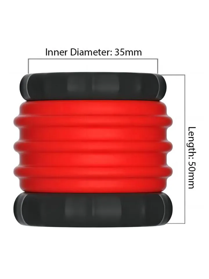 KSB 2in1 Silicone Cockring & Stretcher Red - Ball Stretcher 2 [full]