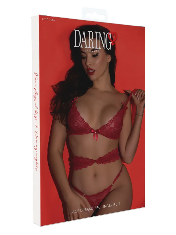 Lace Dreams 3-pcs Lingerie Set Red - Unterwäschen Set 3 [full]