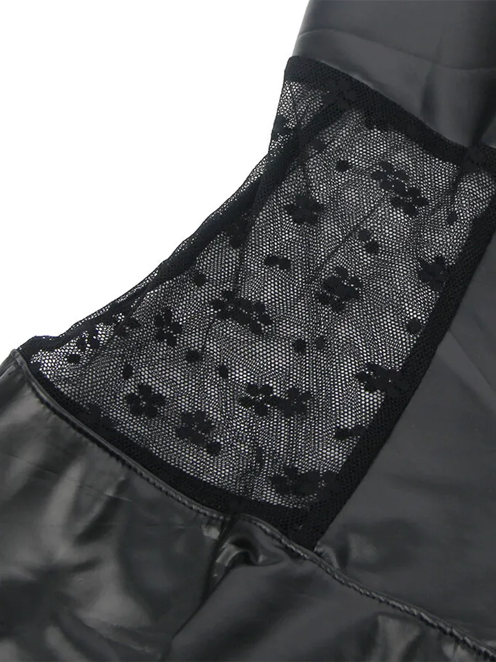 Lace Zipper Leather Dress Black - Sexy Kleider & Clubwear 3 [full]