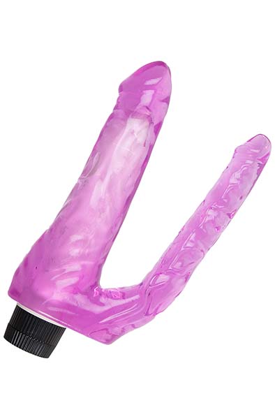 Lila vibrierender Jelly-Doppeldildo für doppelte Penetration - Vibrierender Doppel-Dildo 2